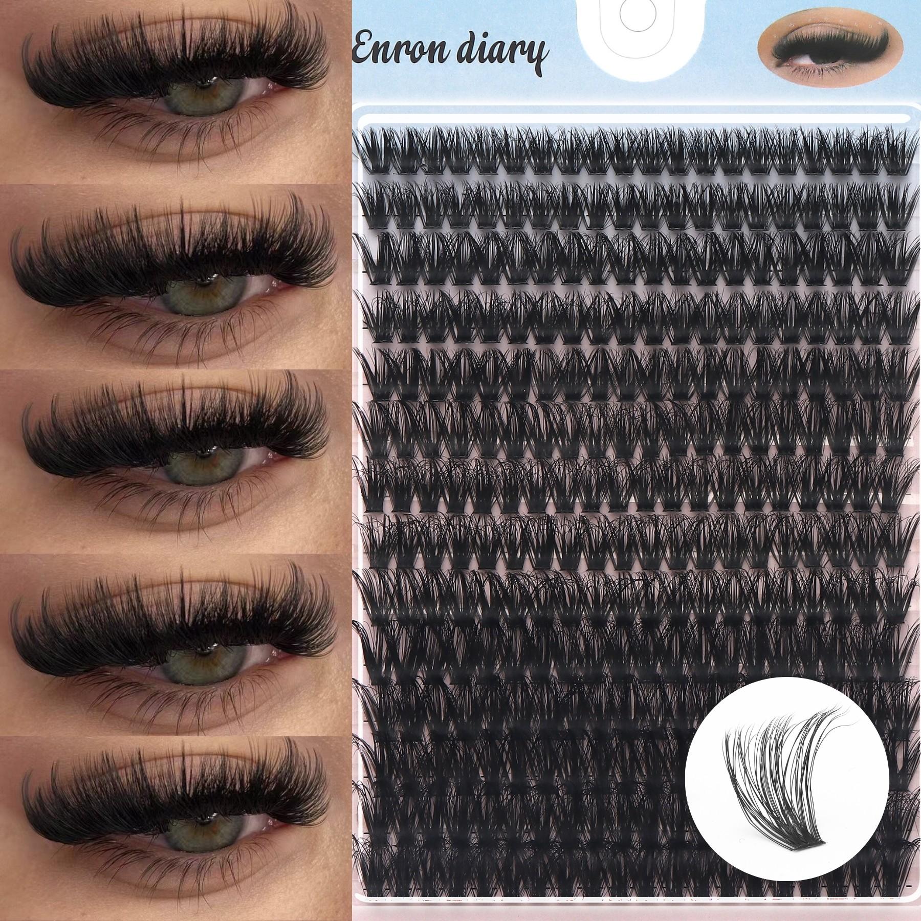 Dramatic DD Curl Cat Eye Cluster Lashes | 10-18mm Fluffy Lifted 3D Volume Individual Lashes, Easy Beginner DIY Long Lasting Reusable Eyelashes, Big 280Pcs Pack Daily & Party Makeup