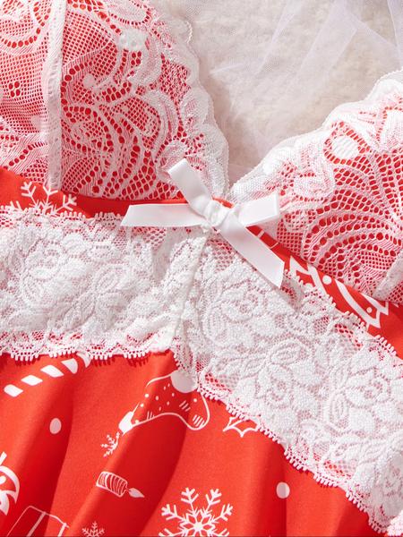 Women's Christmas Pajama Set, Fitted Nightwear Suit with Vest, Casual Style for All Seasons, Perfect Birthday Gift Idea