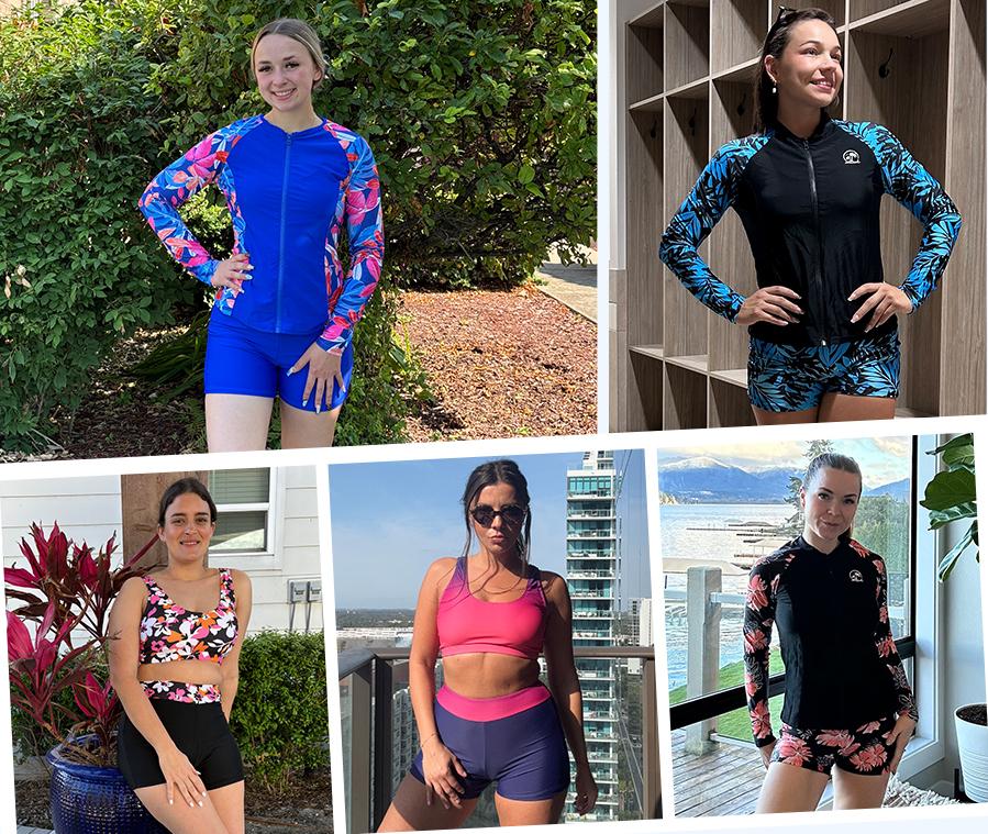 Holipick Long Sleeve Swimsuits for Women - Three Piece Rash Guard with Shorts Zipper SPF Swim Shirt with Built in Bra