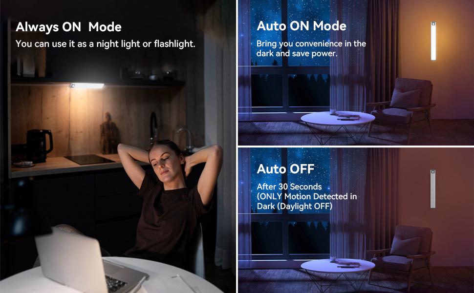 LED Under Cabinet Light, Bright Motion Sensor Light Indoor, Stick-on Magnetic Closet Light, Under Counter Lights, Wireless USB Charging, 48 LED Night Lights for Kitchen, Wardrobe (2 Packs)