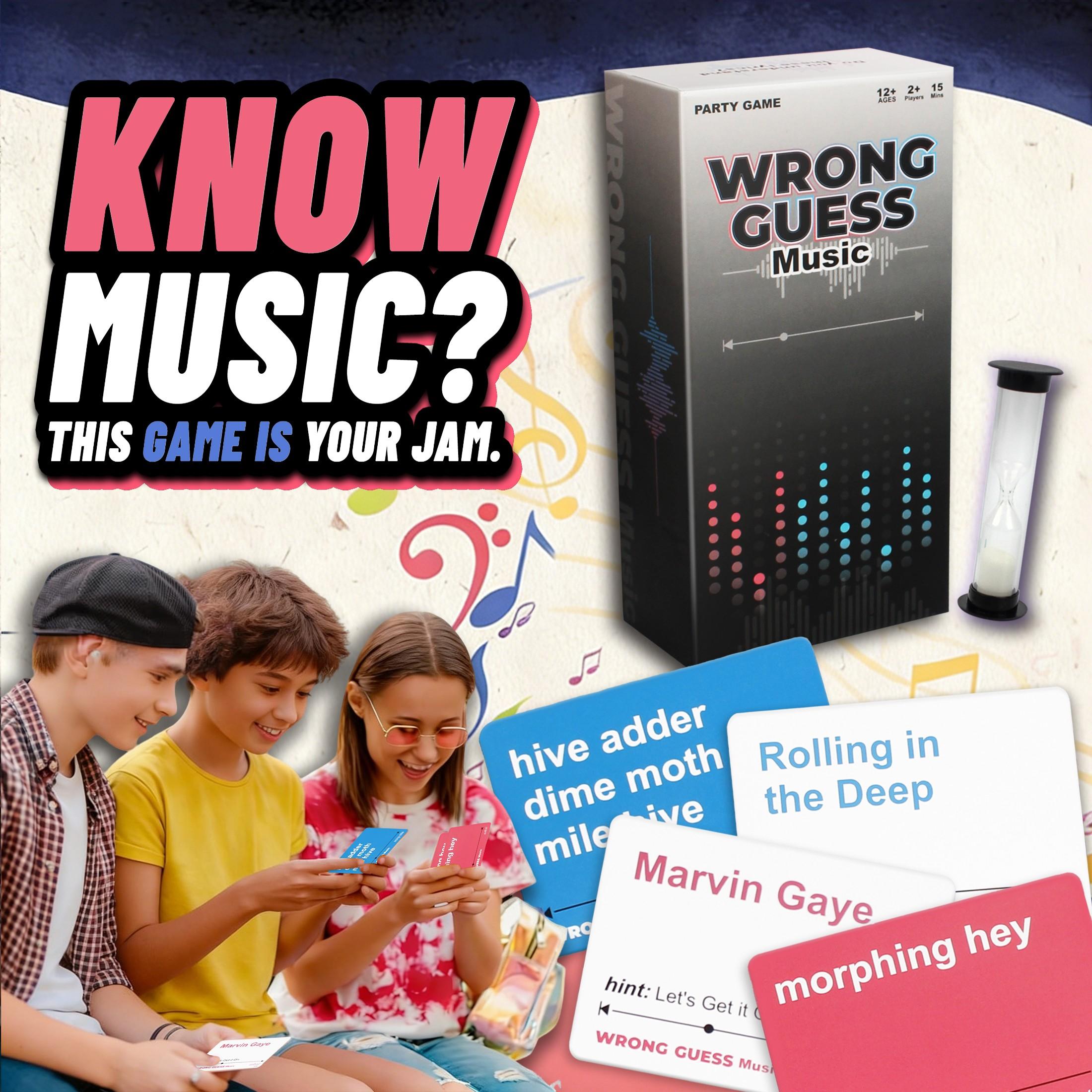 Guess Song Card Game Set, Timed Quiz Interactive Music Board Game, Best Party and Family Gift, Fun Musical Trivia Game