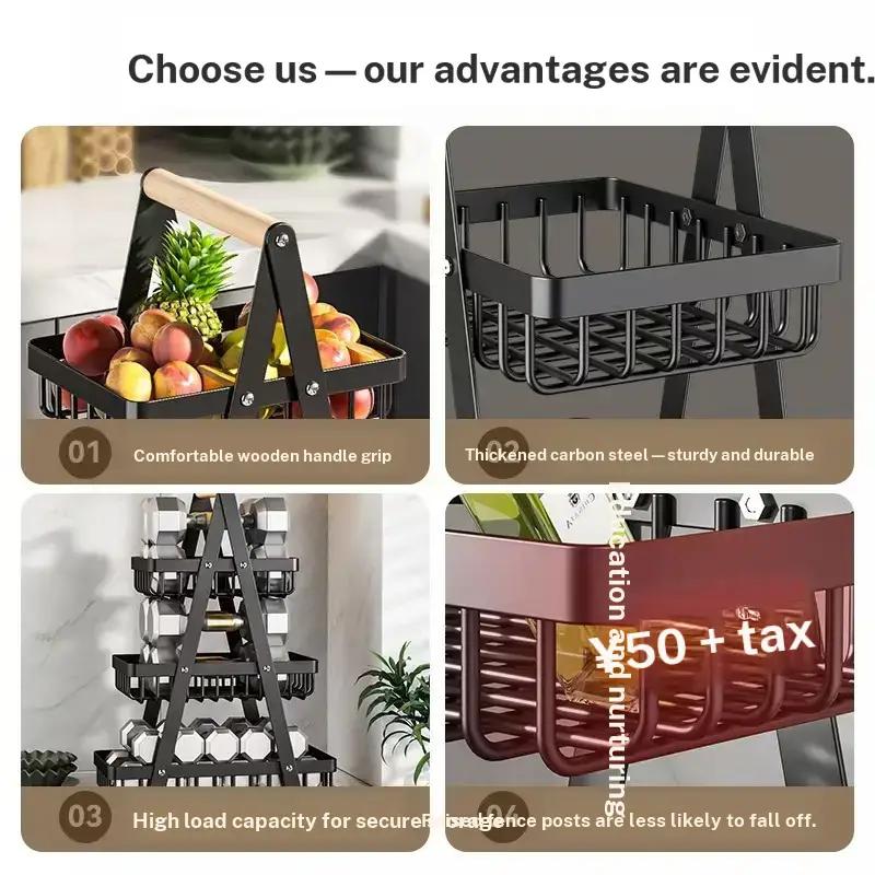 Kitchen Vegetable Storage Rack, Countertop Fruit and Vegetable Basket, Multi-Layer Vegetable Basket, Living Room Fruit Storage Rack