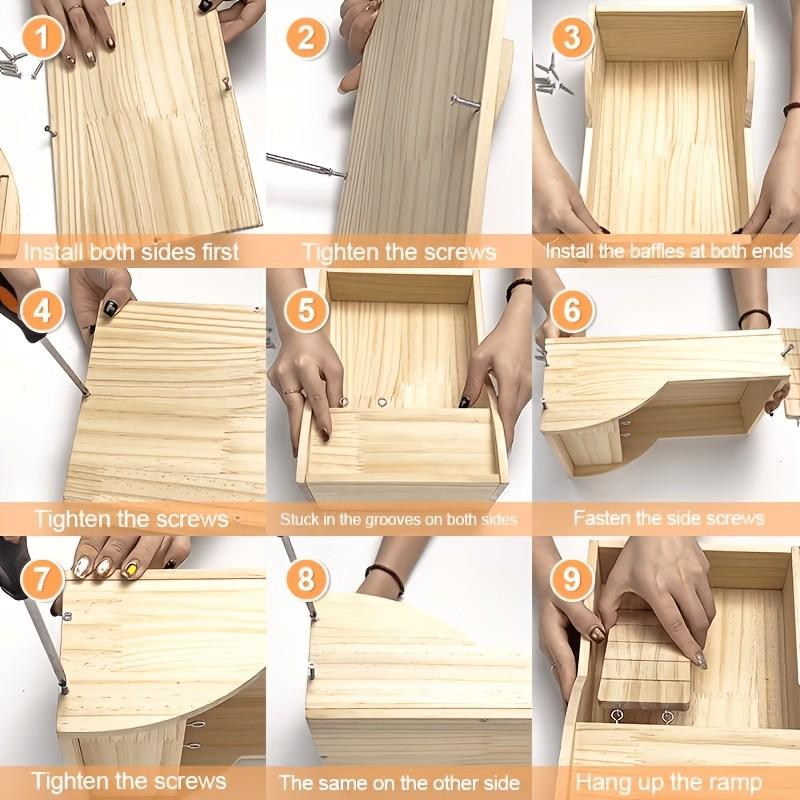 1pc Hamster Sand Bath Box, Wooden Shower Enclosure, Digging Sand Bathtub Container with Ladder, Ideal for Dwarf Syrian Mice and Small Pets