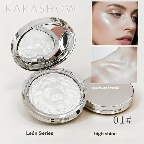 HERORANGE 3-Pack Lion Carved Cream Highlighter Makeup - Waterproof, Sweatproof, Water Resistant, Champagne Pearl Glow, Easy Blending, Brightening, All Skin Types, Face & Body Use, Adults, Party, Festival, Limited Edition Gifts