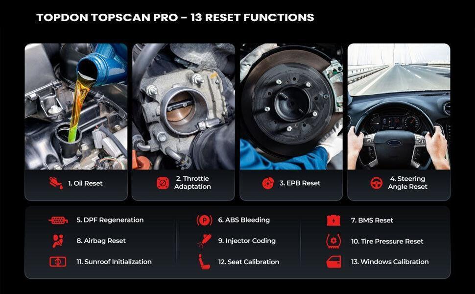 TOPDON TopScan Pro obd2 Scanner Bluetooth Connect Full System Diagnostics for iOS and Android for All Code Readers with Reset 13+ Reset Service Key Programmer Portable Topscan Lite Upgrade Car Vehicle Autos Outdoorfun