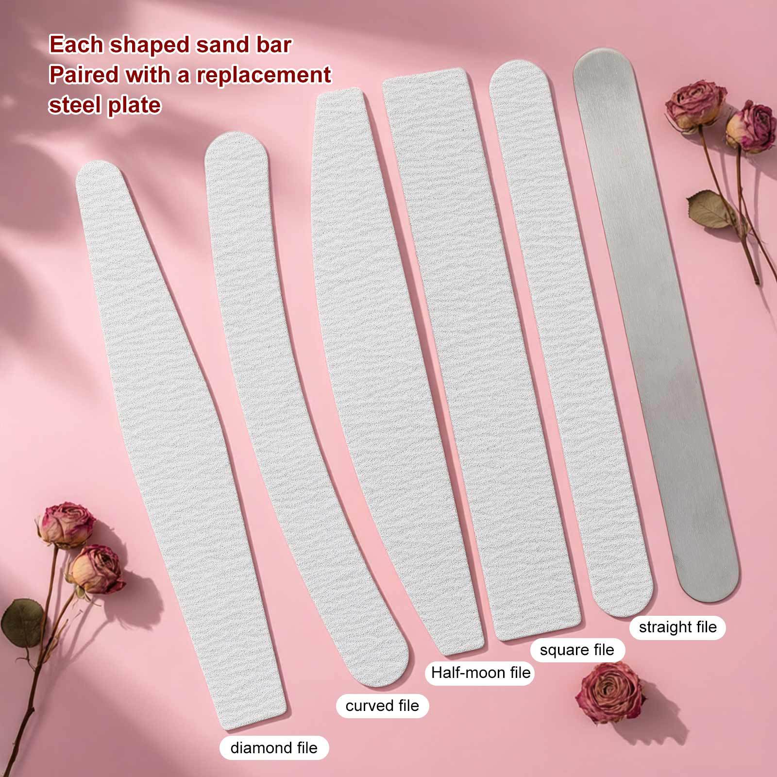 New replaceable sandpaper iron sheet set for nail salons with nail files, polishing strips, and shaping replacement set tech equipment