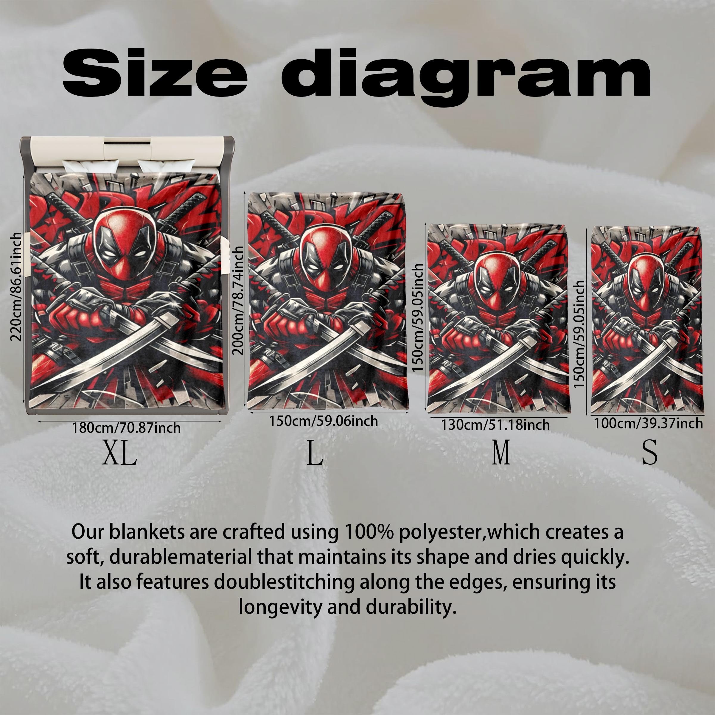 Deadpool Graffiti - Style Flannel Blanket - Skin - friendly Water Wash, High - grade Plush, Vivid Comic Print, Double Warmth, Multi - Scenario Use (Bed/Sofa/Lounging), Ideal Gift for Marvel & Superhero Fans
