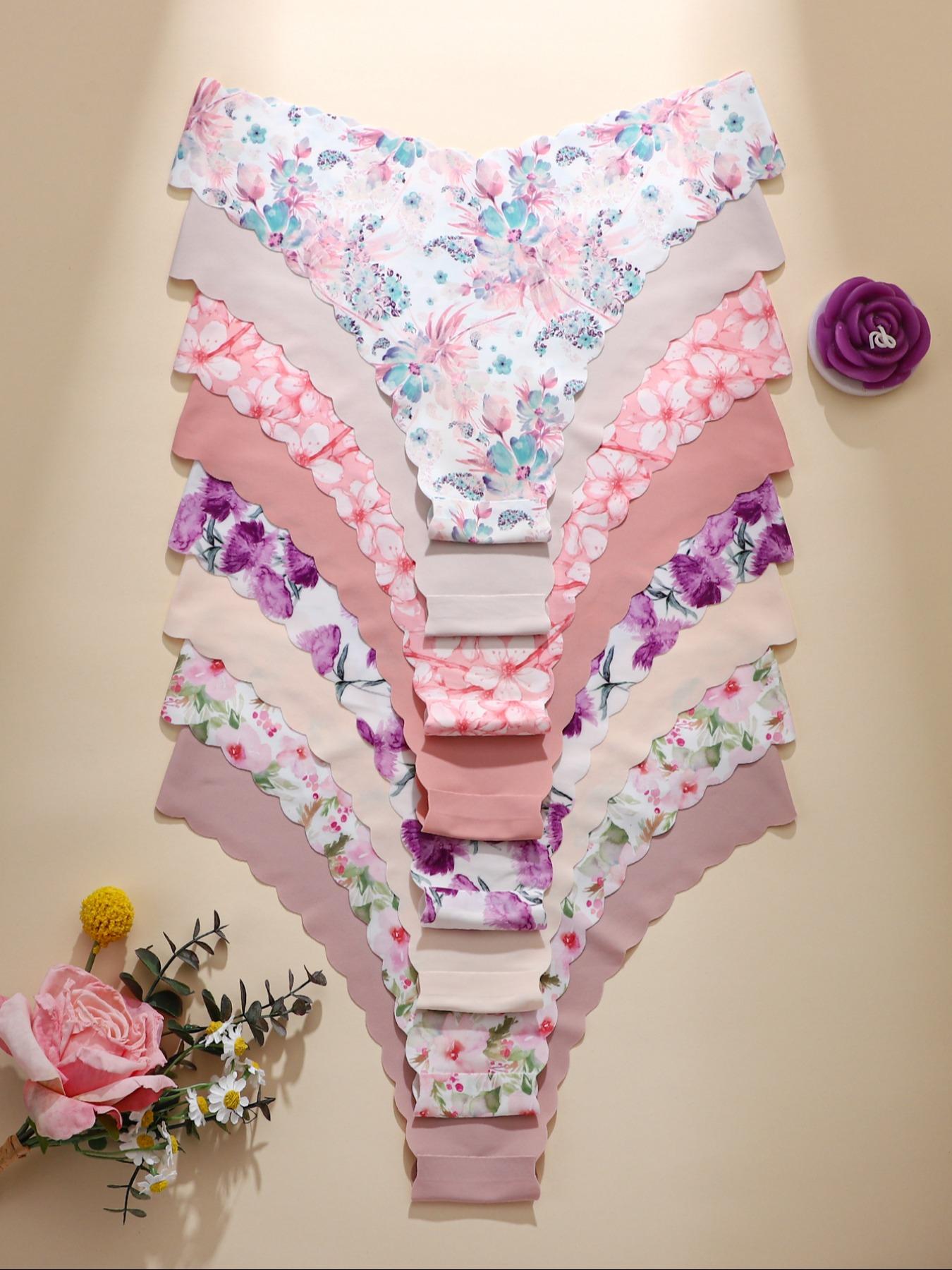 Women's Plaid & Plain Print Underwear Set, Fitted Comfortable Breathable Panties, Casual Sportswear for All Seasons