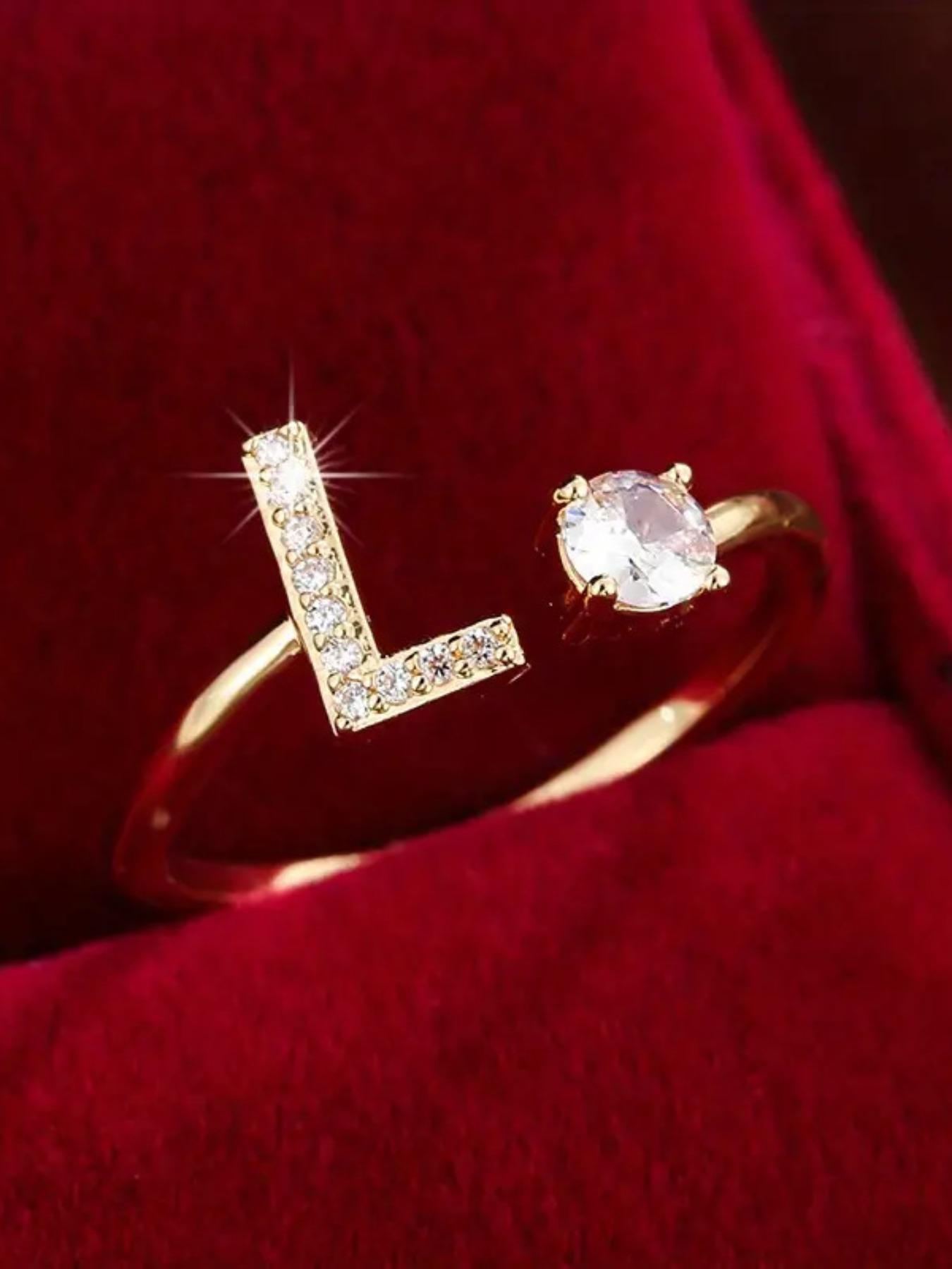 26 Letter Open Adjustable Ring| 14K Gold Plated Micro-Pavé Zircon| Minimalist Stackable Ring for Women – Perfect for Gifting, Parties & Daily Wear