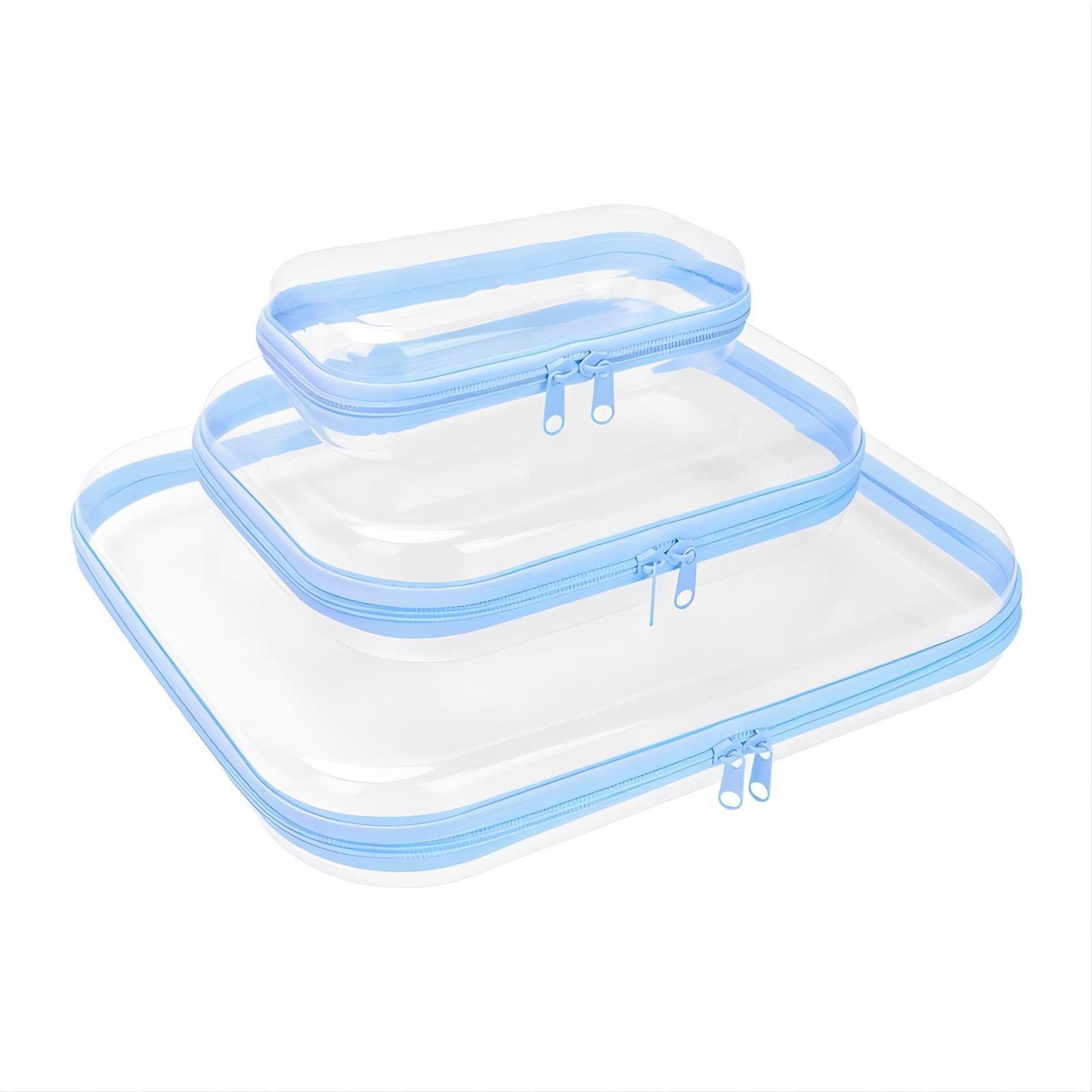 Clear Storage Box Set, 1/2/3 Counts/Set Large Capacity Organizational Zipper Storage Box, Portable Storage Organizer for Skincare, Clothes, Books, Laundry, Travel Toiletry Bag, Space Saver Organizer, Beauty Organizer, Multiple colors available