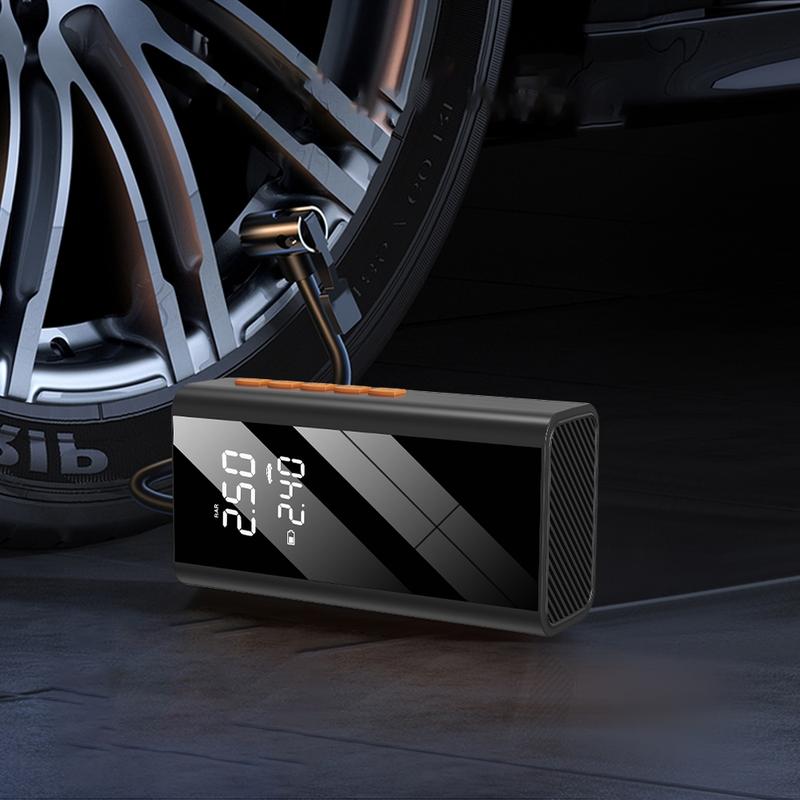 Wireless Air Pump with LED Lighting, 1 Set 12V 4-in-1 Portable Vehicle Battery Jump Starter, Emergency SOS Light, Digital Display, Smart Clip, Tire Pressure Monitor, Autos, Vehicle, Automotive Tire Inflator, Cordless Tire Inflator