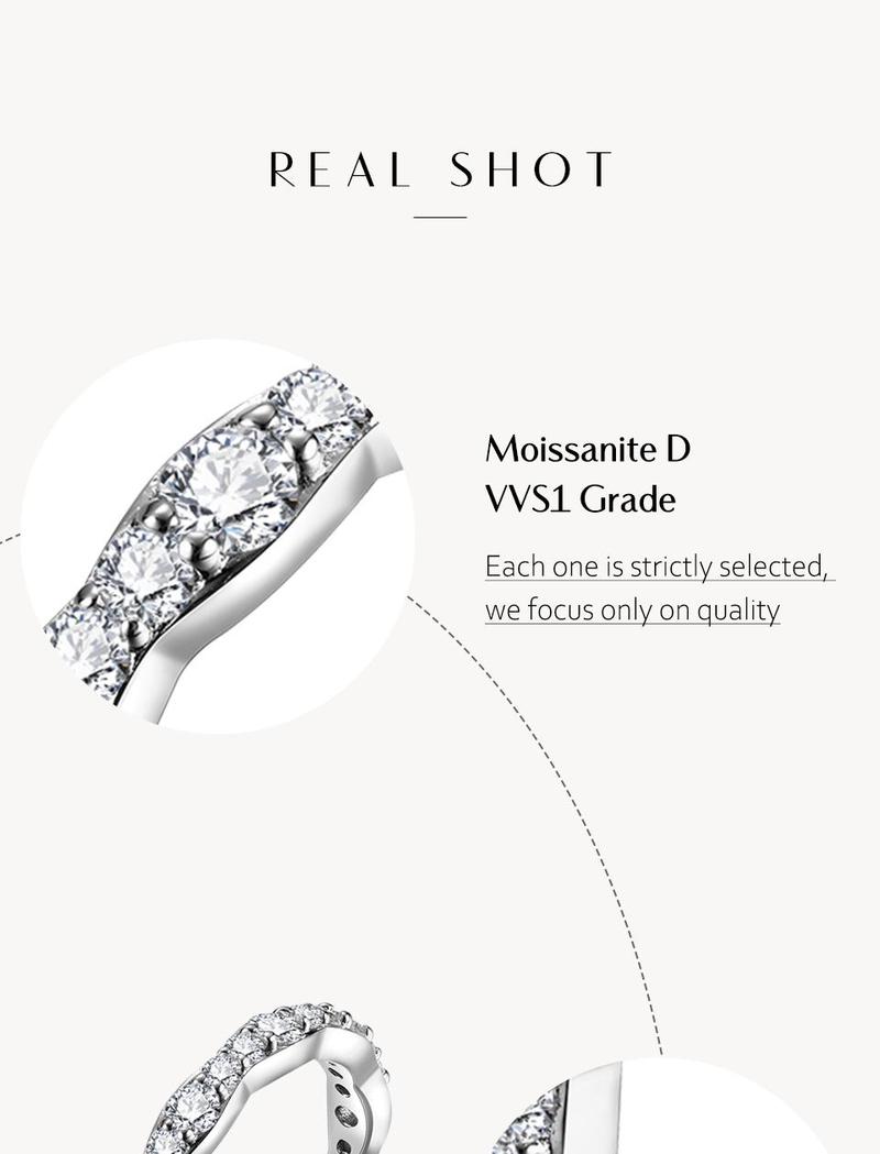 D Color VVS1 Synthetic Moissanite Ring for Women Wedding Band Daily Wear Engagement Fine Jewelry R238