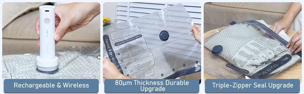 Cordless Travel Vacuum Storage Bags(15Pcs)-USB Electric Air Pump,Space Saver Vacuum Compression Bags,Airtight Reusable Vacuum Seal Bags Travel Essentials,for Clothes, Bedding, Blankets, Luggage & Moving Cordless Travel Vacuum Storage Bags(15Pcs)-USB Electric Air Pump,Space Saver Vacuum Compression Bags,Airtight Reusable Vacuum Seal Bags Travel Essentials,for Clothes, Bedding, Blankets, Luggage & Moving
