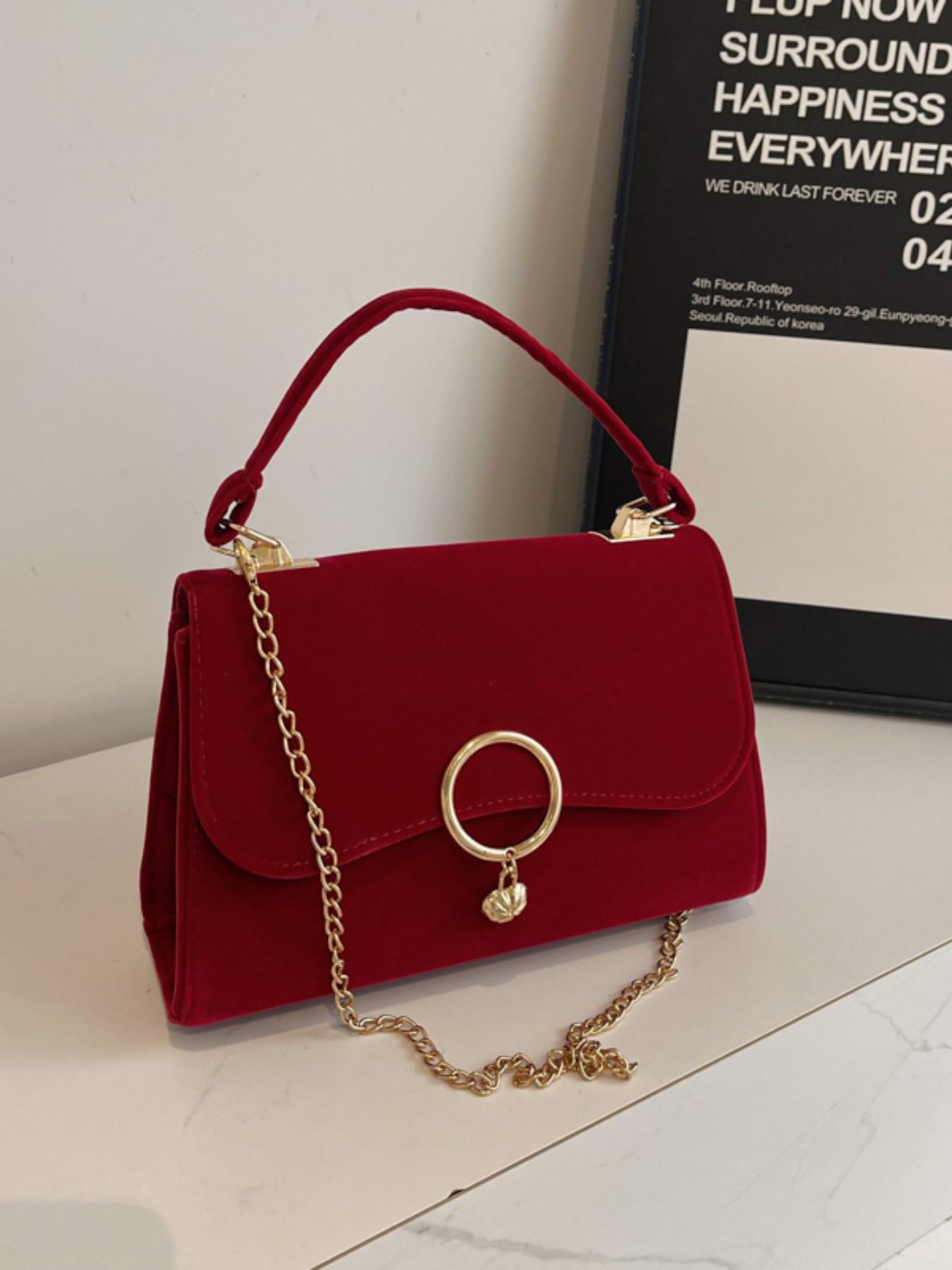 French Style New Vintage Sweet Wine Heart Handbag for Women, Trendy Fashion Accessory, Perfect for Daily Use and Special Occasions