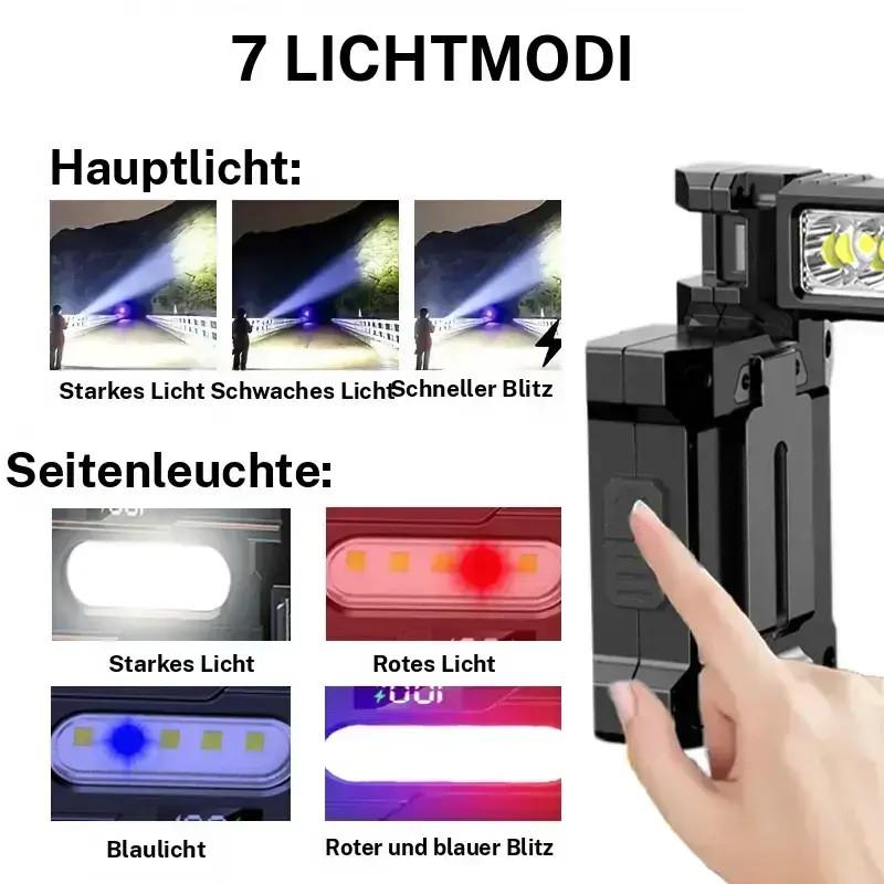 Edc Keychain Light Adjustable Tactical Flashlights USB-C Rechargeable Rotating Head Clip Ipx5 Waterproof 7 Modes for Hiking Running Outdoor Emergencies