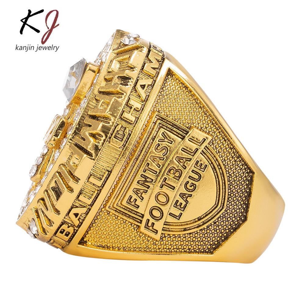 FFL2024 Fantasy Football Championship Ring Gold Men's Jewelry Vintage Ring