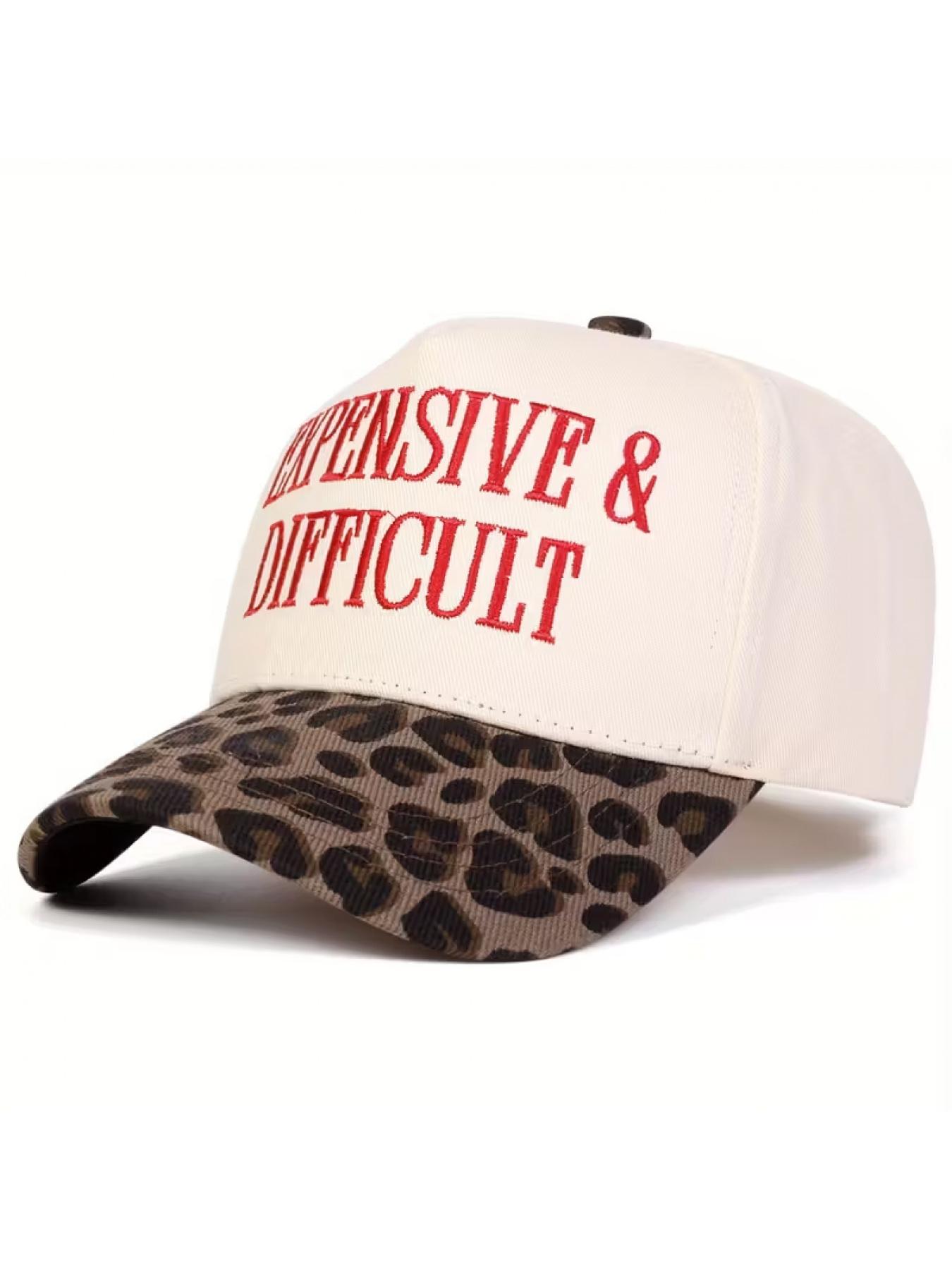 1 Women's "EXPENSIVE & DIFFICULT" Baseball Cap, Fashion 5-Panel Cap, Outdoor Sports Adjustable Casual Hat, Suitable for Spring and Autumn Outings, Travel and Beach Vacations