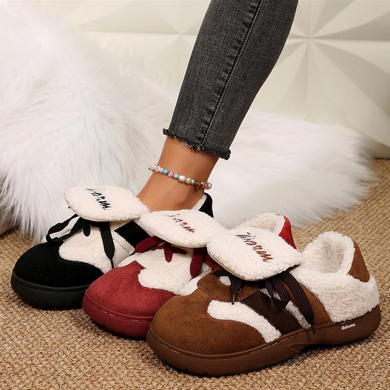 Women's Snow Shoes Fashion Casual Sneakers Breathable Flat Winter Padded Warm Women Fleece Slippers Indoor Outdoor Shoes