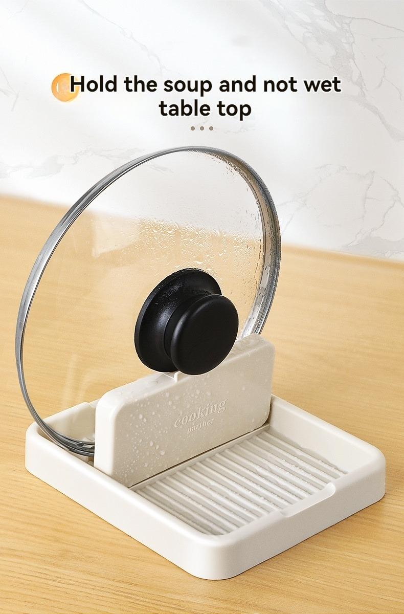 2pcs Multi-Functional Home Kitchen Pot Lid Rack, Cutting Board Holder, Knife Fork Storage Stand, Dustproof Draining Organizer Kitchenware
