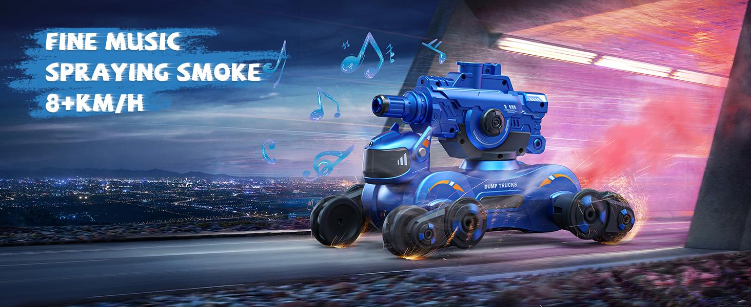 Veeniix V994 Remote Control Car, Rc Stunt Car with Shooting & Loading, 360°Rotating Tires, RC Drift Car with Tail Spray, Features Lights & Sounds, Toys for Ages 8-13 Kids