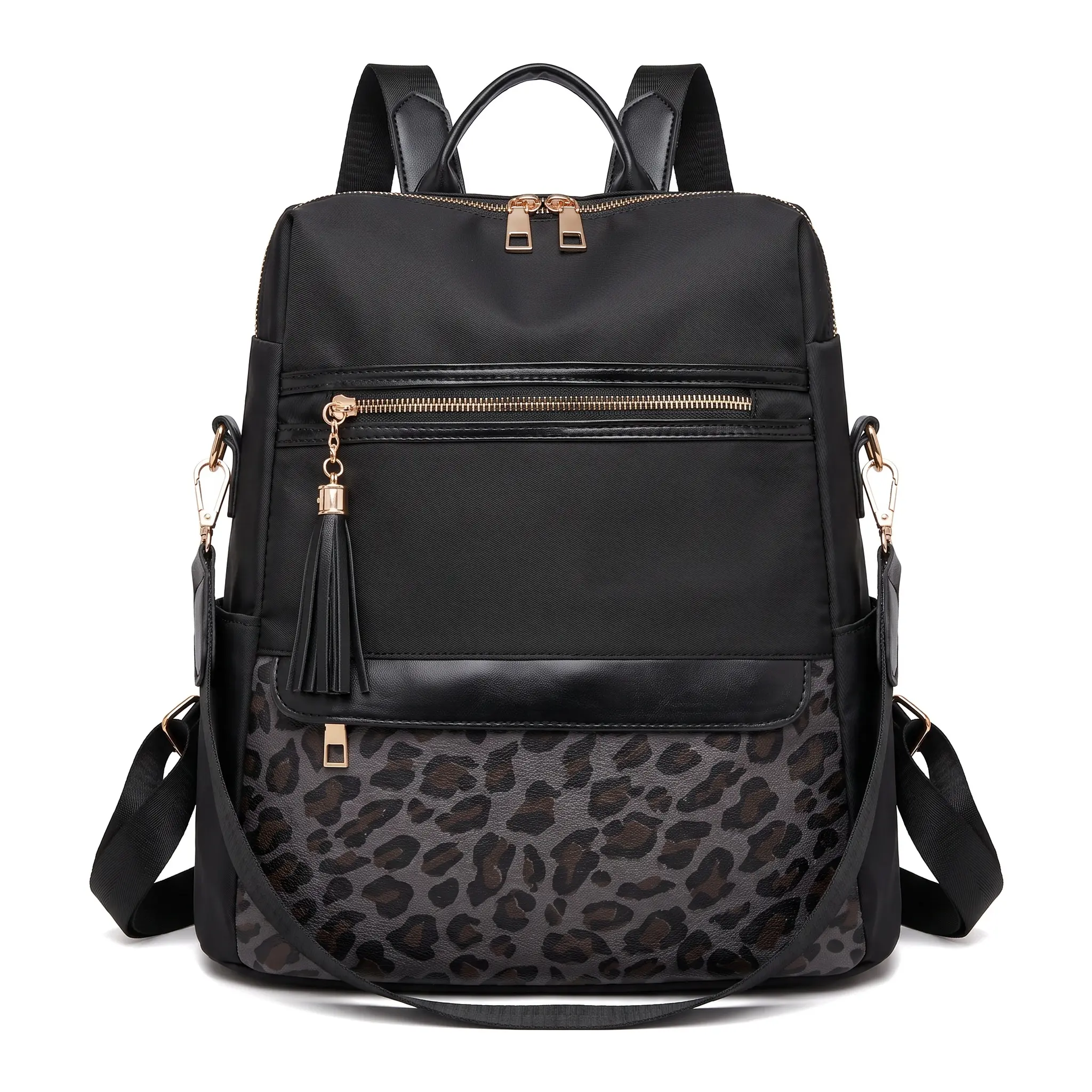 Anti Theft Backpack for Women Casual Travel Lightweight PU Oxford Style Adjustable Strap Large Capacity Zippered Hidden Pocket Off White Black Brown Everyday Essential