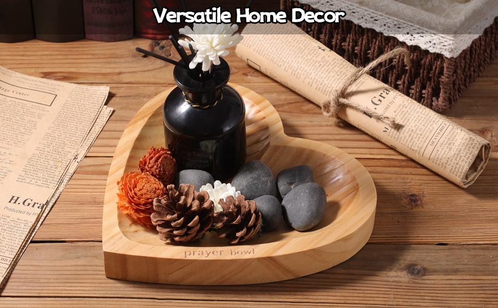 Heart Shaped Prayer Bowl with Cross - Handmade Wooden Dough Bowl for Christian Prayer, Communion & Worship, Unique Church Gift for Congregation, Baptism, Bible Study Decor Religious