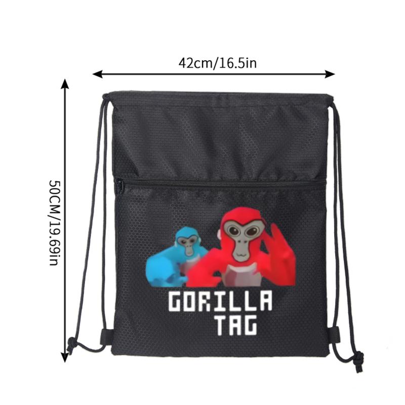 Gorilla Tag Game Characters Print Drawstring Backpack Outdoor Sport Gym Bag Lightweight for Teens Youth Students Unisex Suitable for School Travel Hiking Daily Use Perfect Gift for Christmas Birthday Graduation and Spec