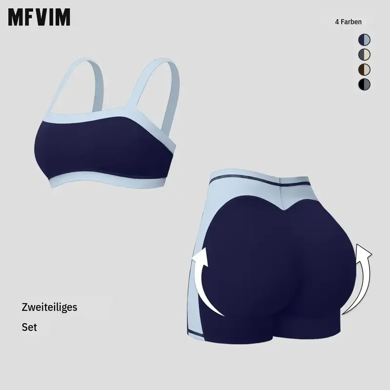 MFVIM Women’s 2-Piece Colorblock Yoga Set - Athleisure Gym Clothes, Fitness Outfits, Workout Sets Women, Square-Neck Thin-Strap Sports Tank Top with Stylish Back, High-Waisted Tummy-Control Butt-Lifting 3-In Yoga Shorts, Travel & Camping Essentials
