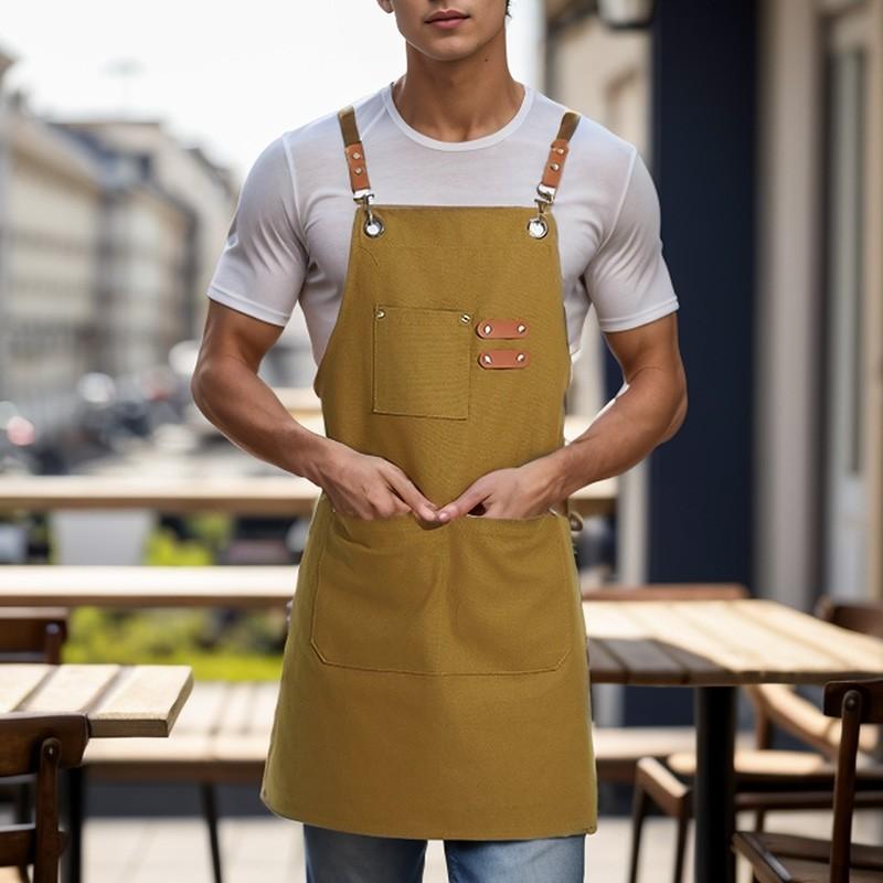 Adjustable Canvas Apron for Kitchen, Restaurant, Coffee Shop, Garden, Garage, Unisex Design, Durable Material, Perfect for Workwear