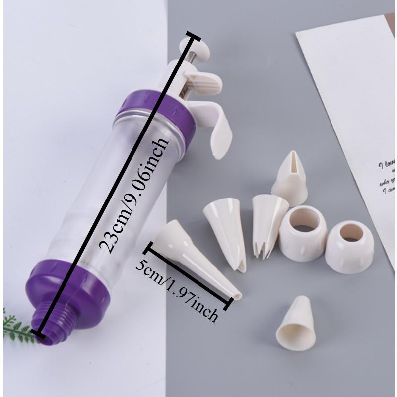 1set Buttercream Piping Gun Cake Decorating Tips DIY Manual Dessert Injector Baking Tools for Cookies Cakes Cream Puffs Multiple Nozzles
