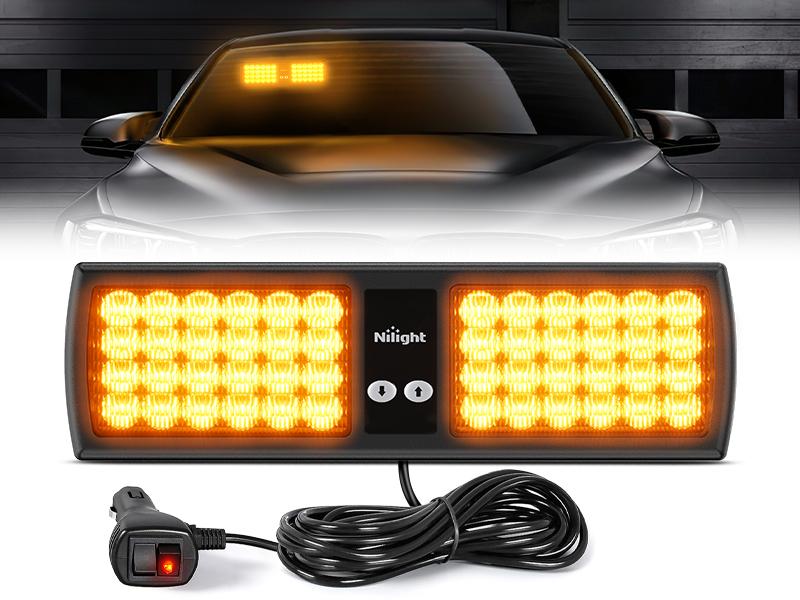 Nilight Amber 48LED Visor Strobe Lights Interior Windshield  Warning Light Super Bright LED  dealsforyoudays
