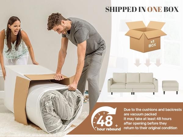 Upholstered Sectional Sofa and Couches, 78'' L Shaped 3-seat Sofa for Living Room, Apartment, Lounge,Bedroom-Washable Covers Convertible Sofas(Linen Fabric, Beige)