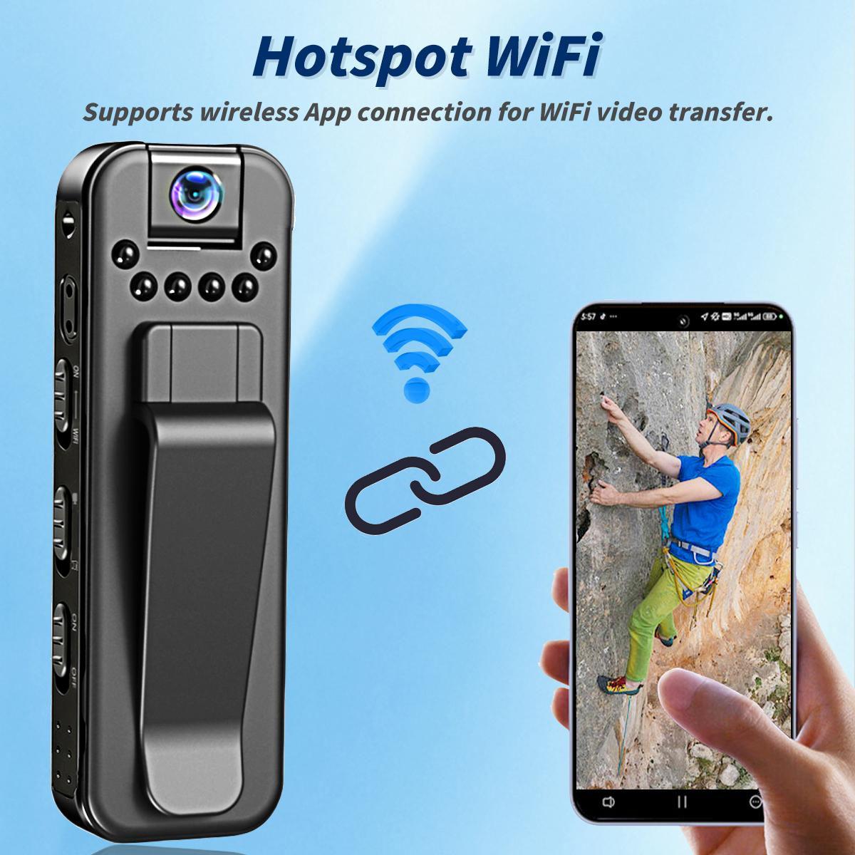 Mini Body Camera with IR Night Vision and 180° Rotating Lens Portable Sport DV Camcorder for Travel Vlogging Cycling Hiking Outdoor Adventures Wearable Video Recording Camera
