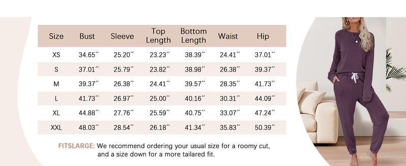 FISOEW Women's Solid Sweatsuit Set 2 Piece Long Sleeve Pullover and Drawstring Sweatpants Sport Outfits Sets viral  knit  set two piece set women two piece outfits matching sets women #TikTokShopBlackFriday #TikTokShopCyberMonday Sporty Round Neck