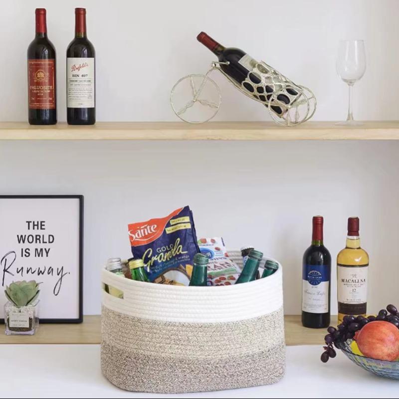 Large Capacity Woven Storage Basket, Rectangular Desktop Organizer Bin, Handled Laundry Hamper, Durable & Versatile Design, Clothes Basket Organizer