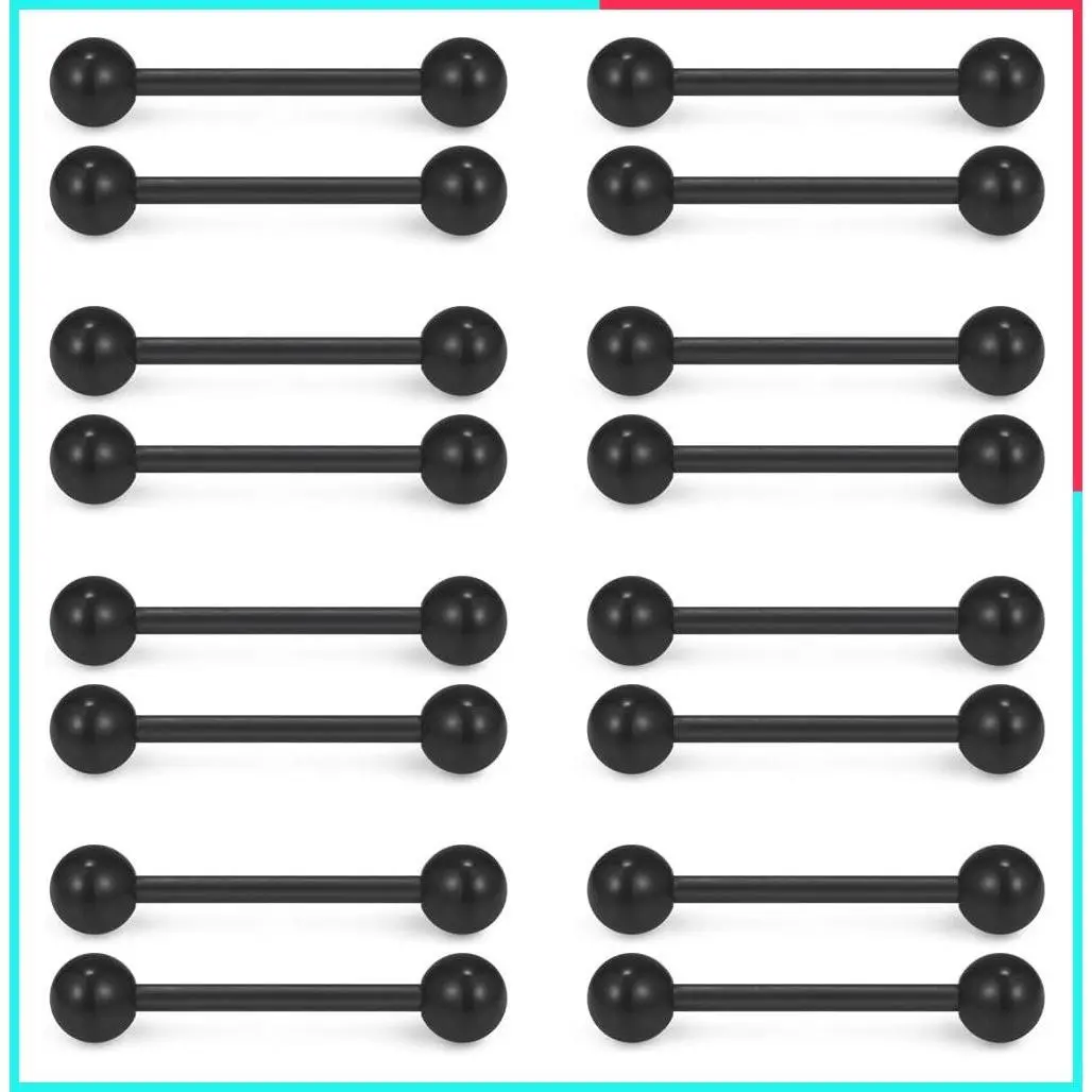 14G 9/16 Inch Bioflex Flexible Acrylic Straight Tongue Nipple Ring Retainer Piercing Jewelry, 14-30 PCS