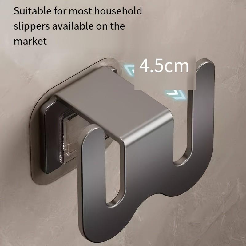 2-Pack Wall-Mounted Bathroom Shoe Rack & Slipper Organizer, Modern Metal Hooks, Easy Install, Space-Saving Storage Solution