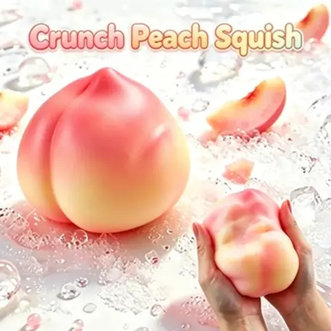 Crunch Peach Squish Fidget Toy, Decompression Squeeze Fidgets, Asmr Crispy Crackling Peach Squeeze Ball, Sensory Stress Relief for Kids Adults, Cute Fruit Decompression Gift