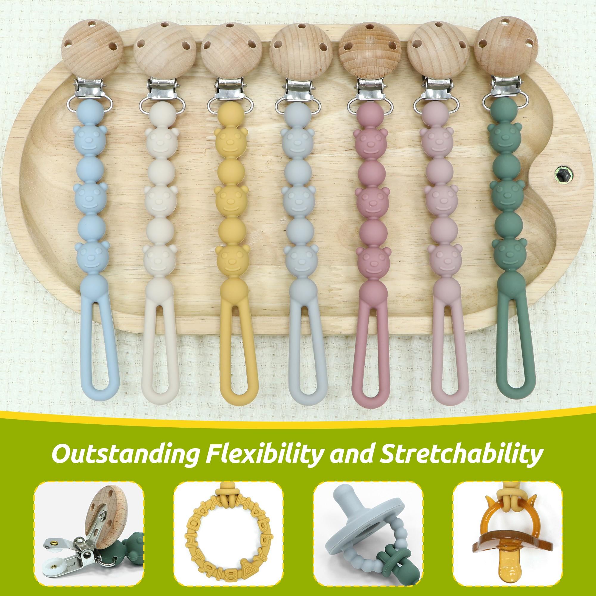 Unique Bear-Shaped Pacifier Chain, Anti-Drop Toy Holder, Flexible Pacifier Clip, Teething Toys Drop-Proof Chain