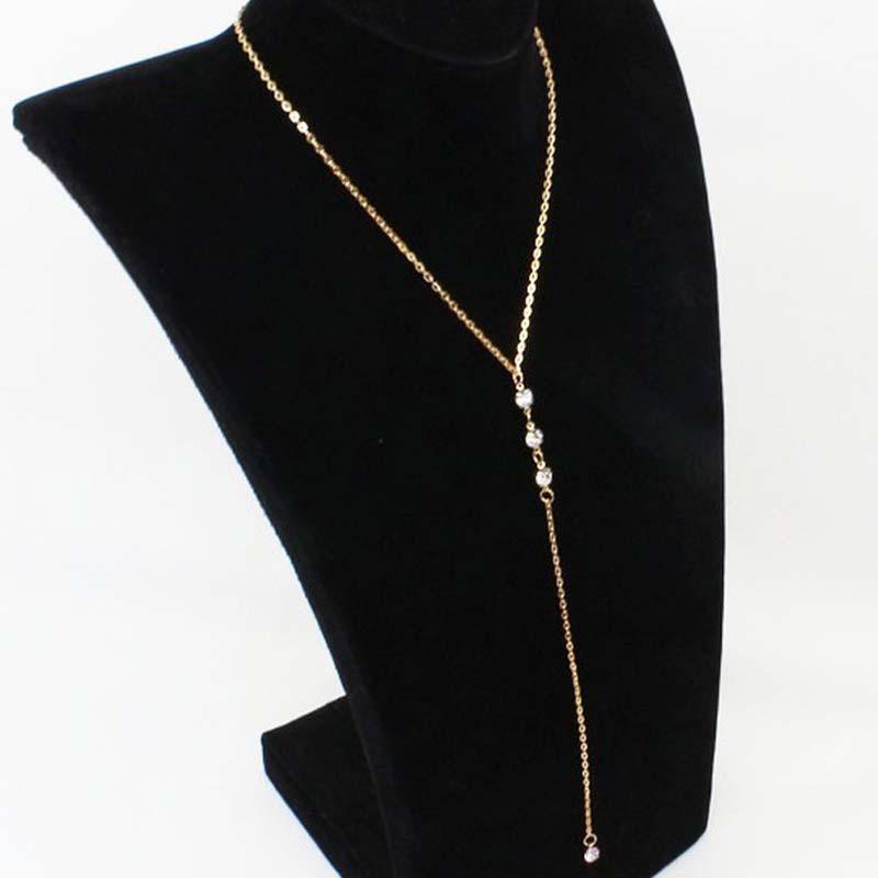 Women's Sexy Crystal Body Chain Necklace - Fashionable Jewelry, Silver-Colored Necklaces, Elegant Metal Long Zircon Backless Body Jewelry, Bikini Beach & Wedding Accessories, Body Chains