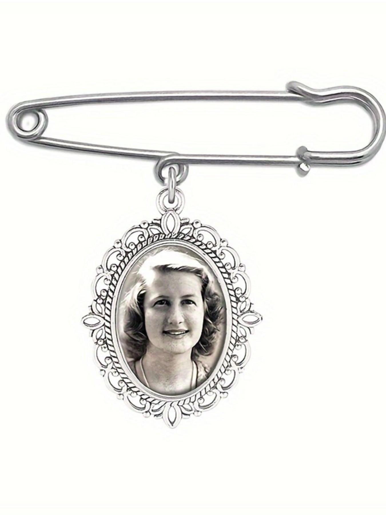 Personalized Graduation Decoration Memorial Ornament, DIY Moonstone Oval Glass Frame Pin Gem Base Holder, Wedding Photo Brooch Gift