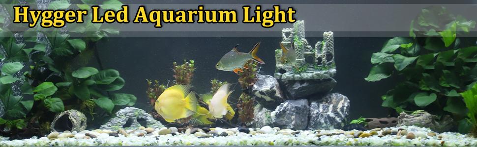 hygger Full Spectrum Aquarium Light with Aluminum Alloy Shell Extendable Brackets, White Blue Red LEDs, External Controller, for Freshwater Fish Tank