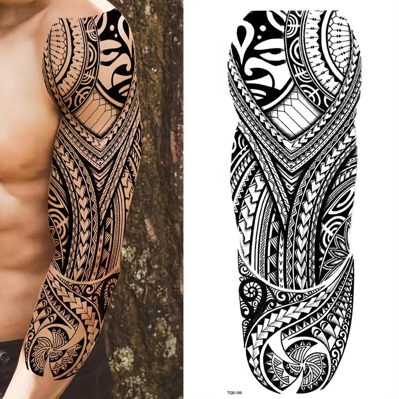12 Temporary Full Arm Tattoos, Colorful Skull Lion Tiger Fish Tribal Dragon Stickers, Waterproof Realistic Body Art for Men & Women, Temporary Fake Tattoo
