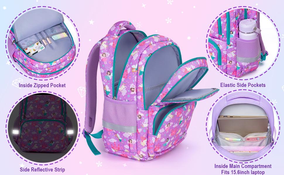 Fimibuke 3-in-1 School Backpack Set – Waterproof Cute Bookbag with Lunch Box & Pencil Case,  Back to School
