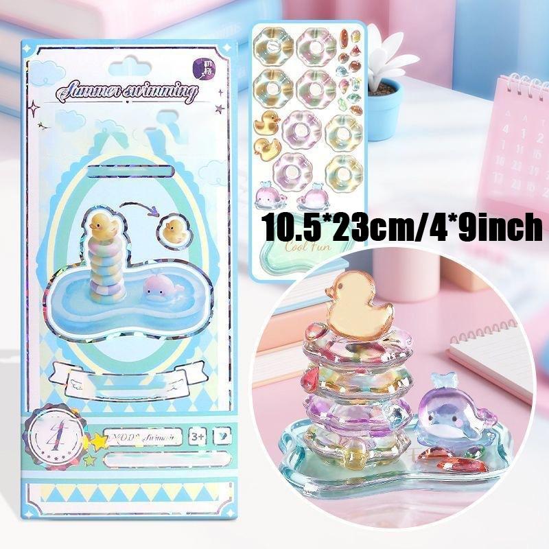 3D Puffy Stackable Stickers, Kawaii Cartoon Embossed DIY Craft Sticker for Adults, Solid & Squishy