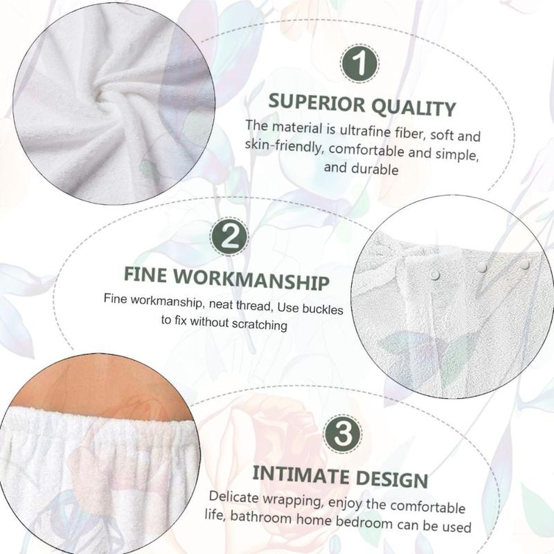 2pc Floral Pattern Women's Post-Bath Towel Dress and Head Wrap Set Sleeveless Towel Dress for Spa Gym Pool Relaxation Beach Vacation ShowerMicrofiber Bath Towel Body Wrap Set Gym Spa Robe Dry Hair Cap Beach Pool Shower Dress Towel Cover up