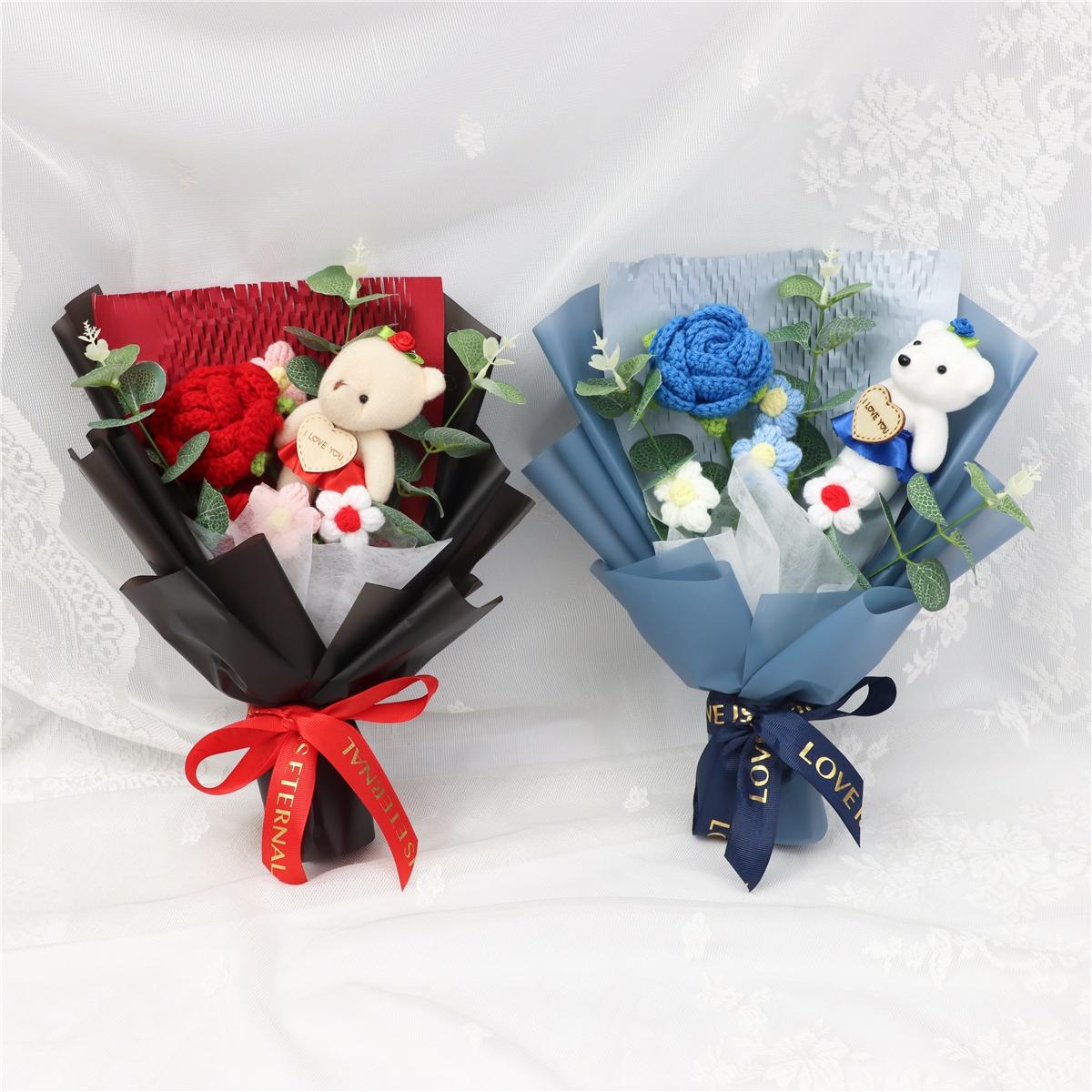 Handmade Woven Flower Bouquet, Perfect Gift for Birthday, Mother's Day, Father's Day, Teacher's Day, Valentine's Day, Christmas, Proposal, Thank You