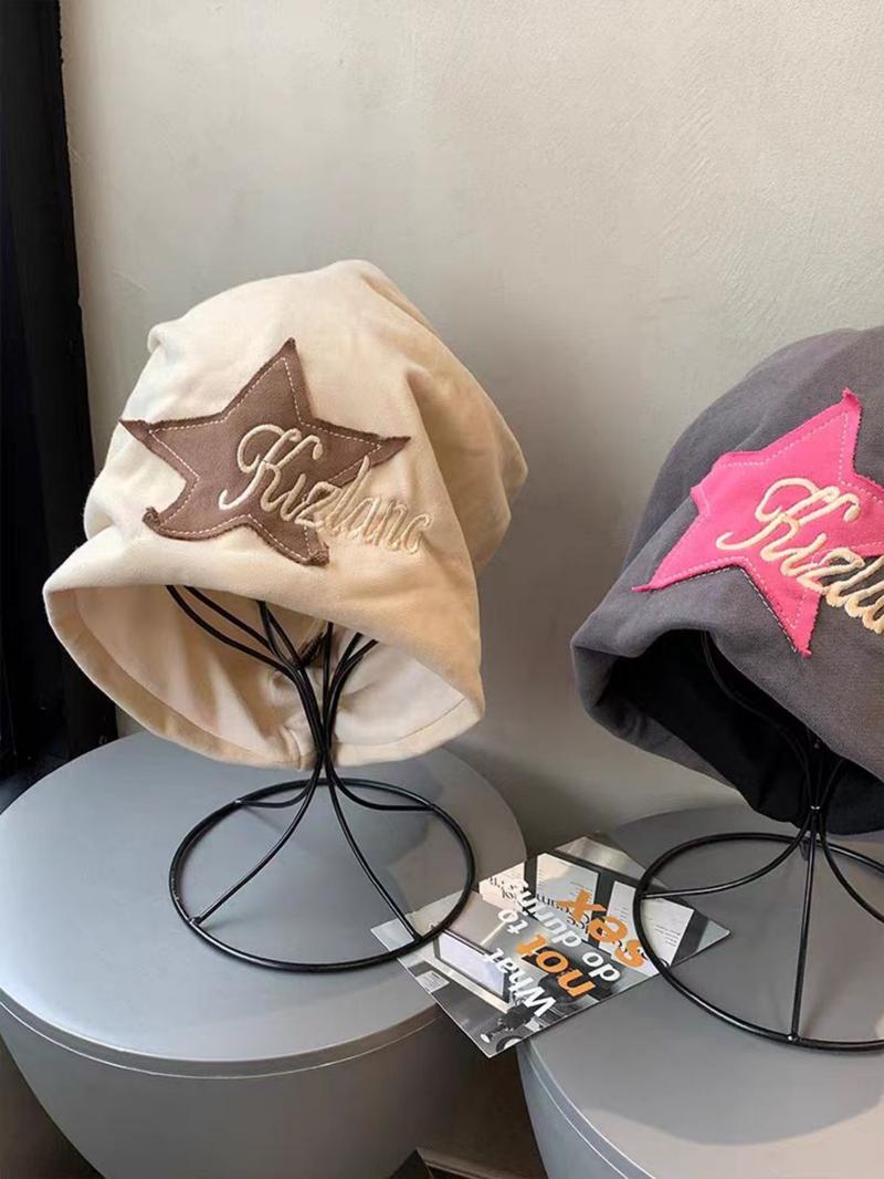 Star Patched Letter Embroidery Beanie Hat, Cute Beanie Hat for Women & Men, Fashion Accessories for Daily Wear, Trendy All-match & Exquisite Hat for Birthday Gift, Bonnet
