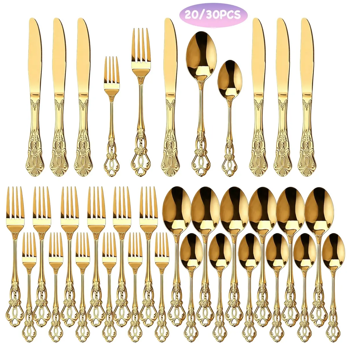 Elegant Retro Cutlery Set, Dinnerware Service Set, Tableware Set for 4-6 People, Stainless Steel Dining Utensils, Includes Knife Fork Spoon, Forks Spoons And Knives Set, Perfect Gift Idea, Tableware Kit