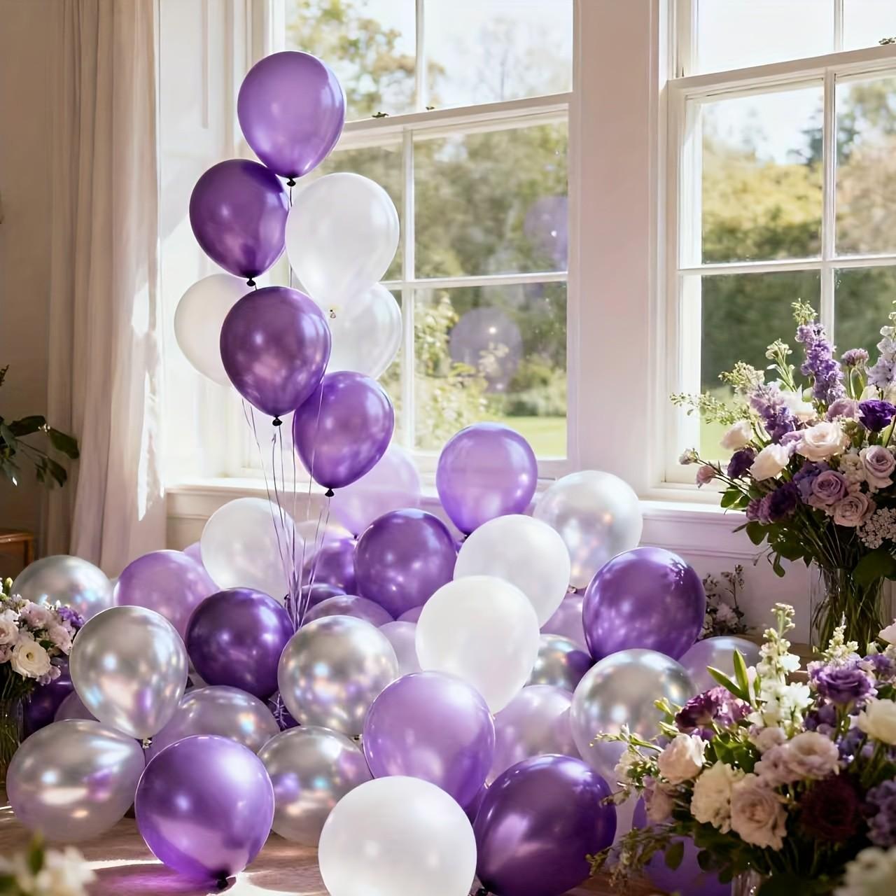 27pcs， Pearl purple white gradient series balloon set, perfect for birthdays, weddings, Valentine's Day, Mother's Day, school opening ceremonies, graduation season, home decoration, balloon decoration, balloon parties